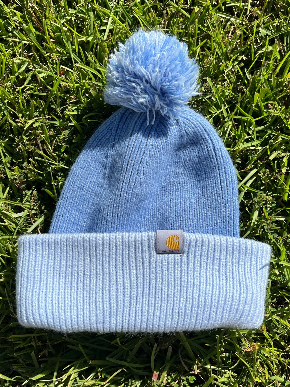 Carhartt women’s Light Blue Pom-Pom Knit Beanie